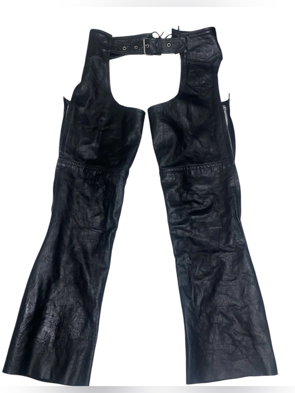 Vintage Barneys Leather Chaps Adult Small Black Leather Motorcycle Riding